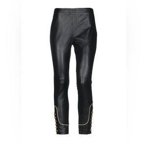 Pinko Genuine Leather Dual-Fabric Slim Leggings